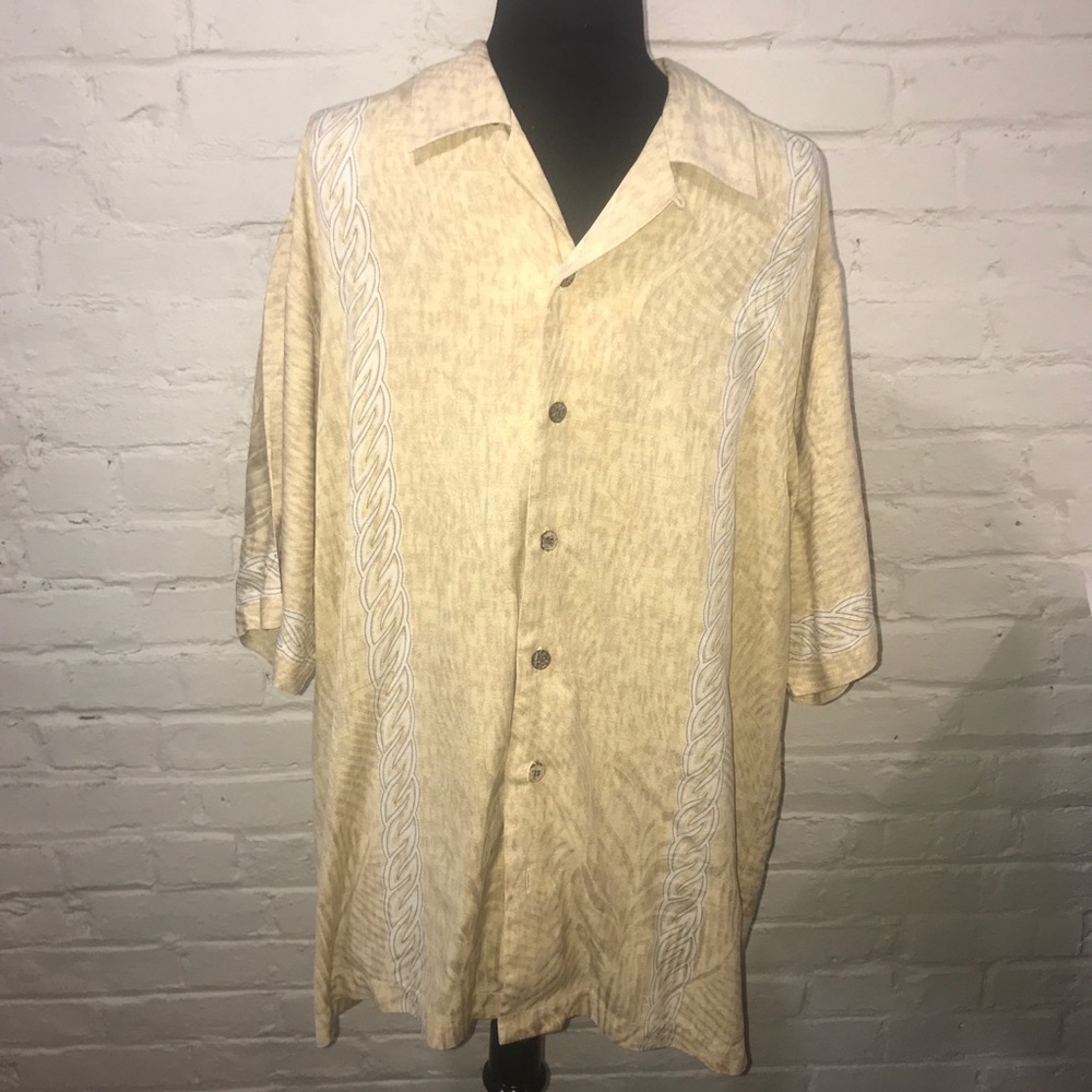 BOHIO Mens Sz mShort Sleeve Silk Hawaiian Shirt